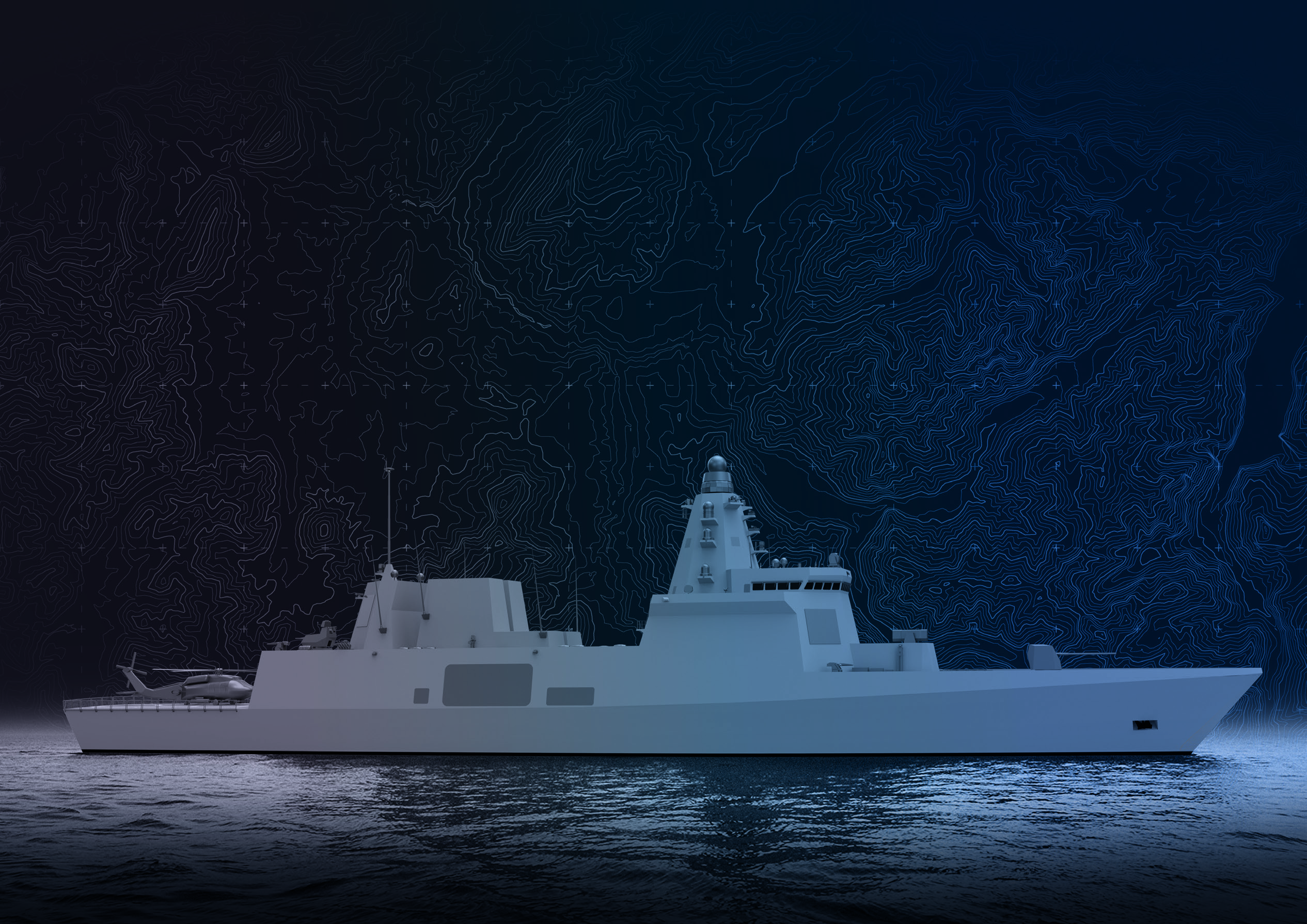 Render of the TF-2000 Tepe-class air defence destroyer, the largest warship ASFAT is building for the Turkish Navy